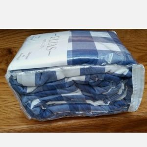 *Elias Flannel King Checked Duvet Cover Set Blue